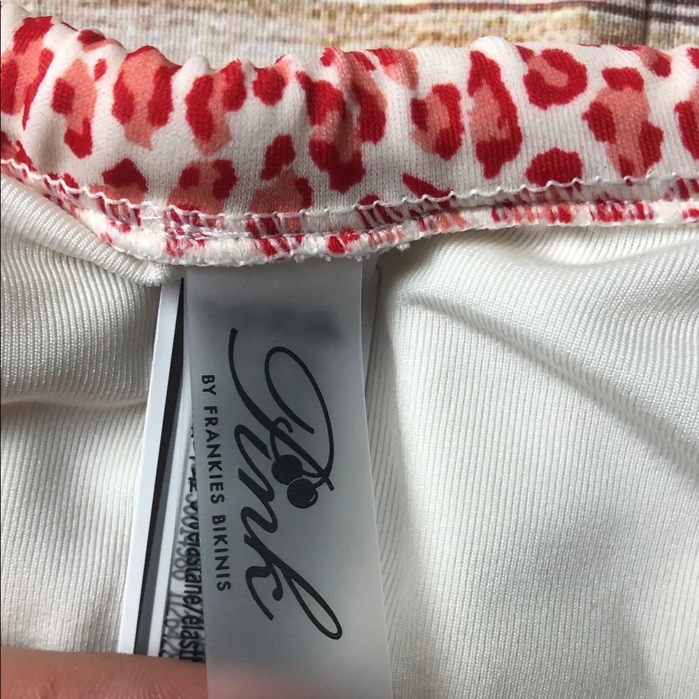 Frankie's Bikinis x PINK‎ Red and White Animal Print Bikini Bottom